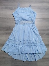 Vestido Rue21 Mujer Junior Grande Bebé Azul Crochet Encaje Swissdot Verano