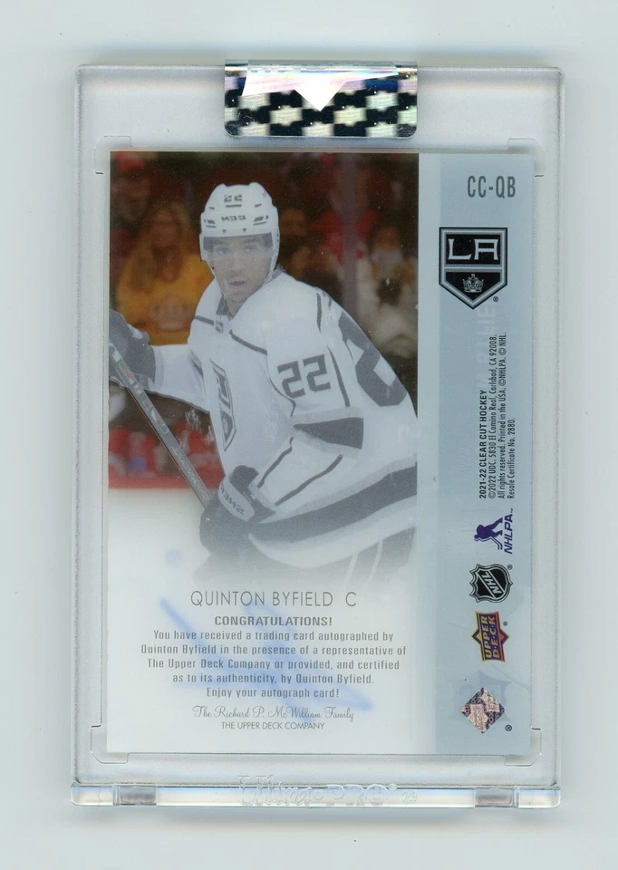 2021-22 UD Clear Cut QUINTON BYFIELD SP RC Encased On Card Acetate Auto # CC-QB - Image 2 of 2