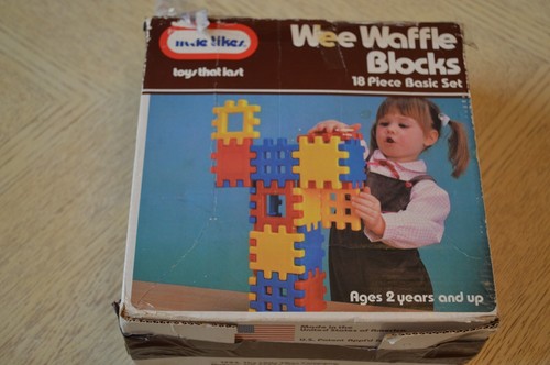 Little Tikes Wee Waffle Blocks 18 Pc Set Made In USA Vintage 1984 W/ Box - 第 2/9 張圖片