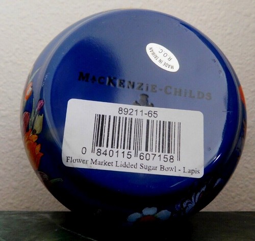 MACKENZIE-CHILD'S LAPIS BLUE FLOWER MARKET, SUGAR BOWL WITH LID,NEW ,RETIRED - Picture 2 of 2