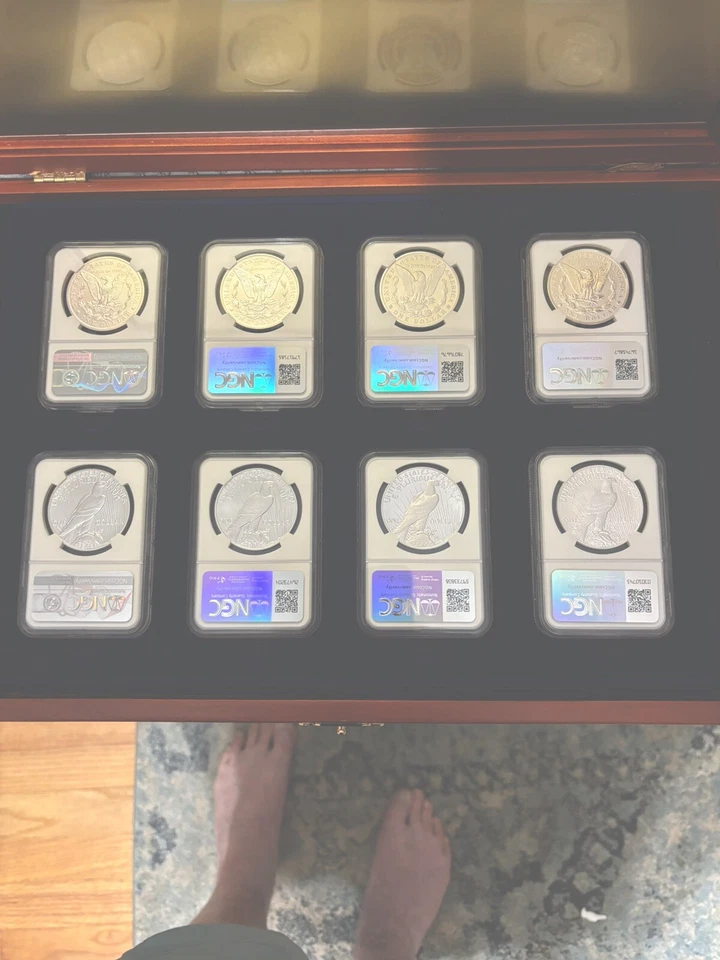 2021 / 2023 MORGAN/ PEACE DOLLAR LOW MINTAGE  8 COIN SET. MS 70,PF70, NGC, FDI. - Image 3 of 4