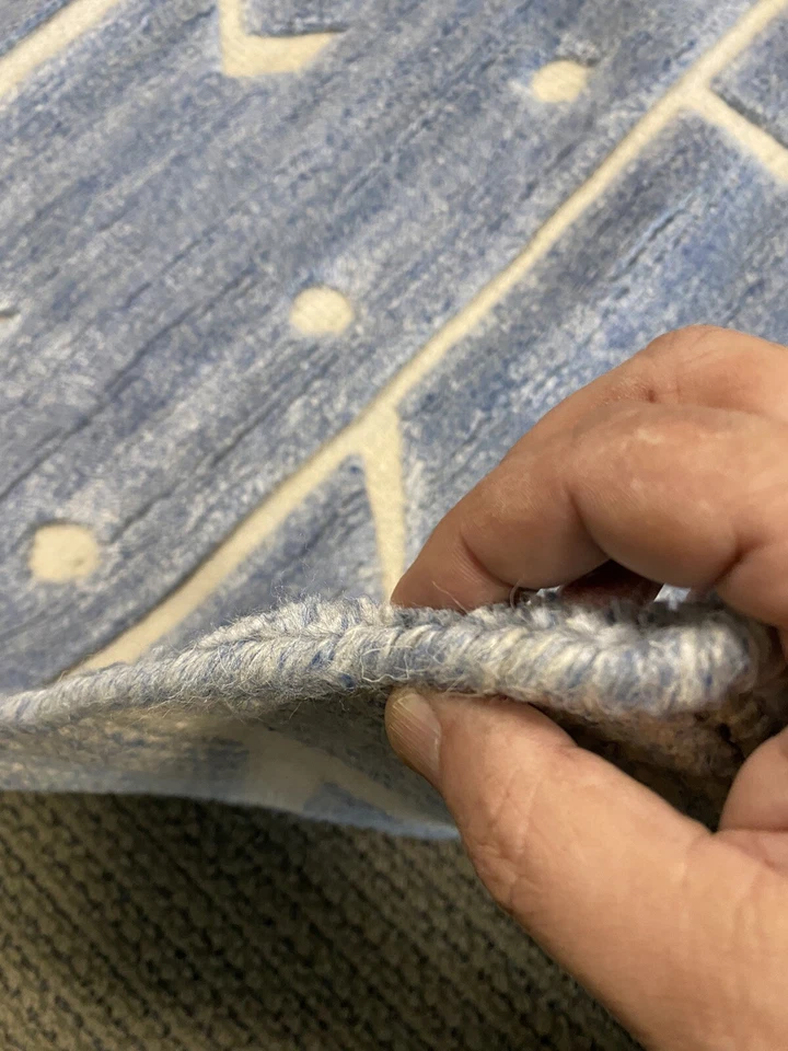 Spectacular Hand Knotted Beni Ourain Moroccan area Rug Blue  New Berber 8' X10' - Image 4 of 4