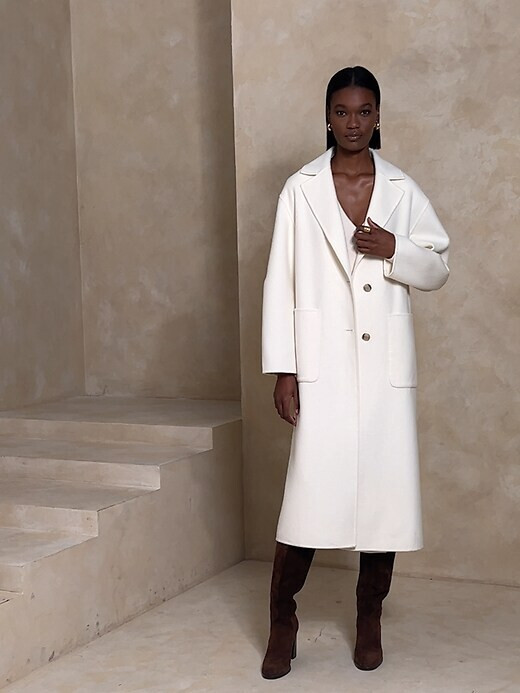 Banana Republic L Amina Double-Faced Top Coat Large Ivory #758816