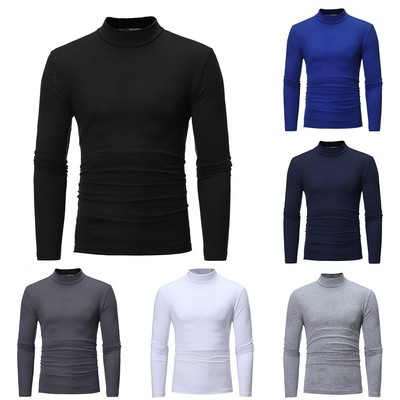 Download Men's Spring Mock Neck Basic Plain Warm T-shirt Long ...