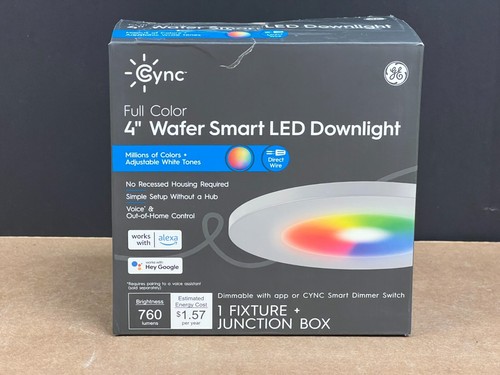 GE Cync Full Color 4" Wafer Smart LED Alexa/Google 1 Fixture + Junction Box