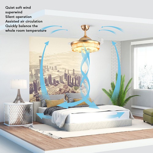 YA Ceiling Fan With Lights 4 Blades 42inch Variable Frequency Remote Control LED - Picture 11 of 23