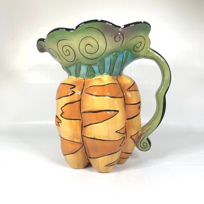 Blue Sky Ceramic Carrots Pitcher Heather Goldminc Farmhouse Country Cottage Core