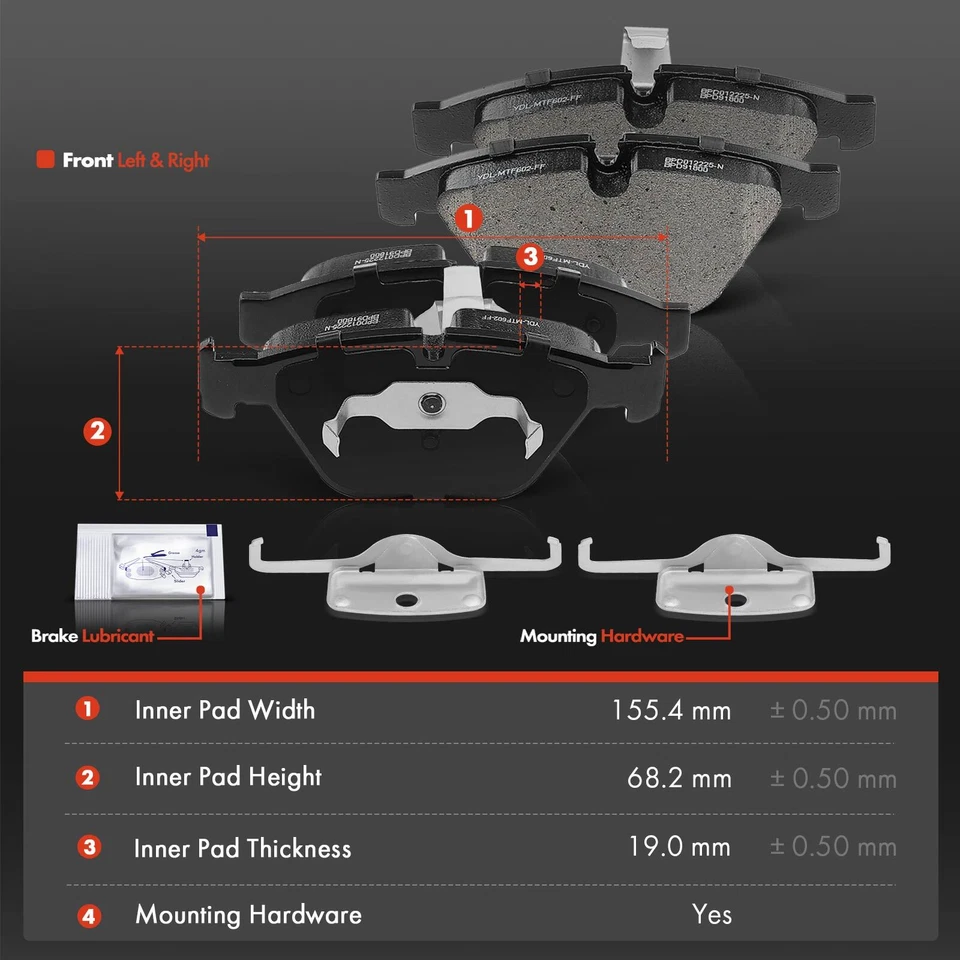 Rotor de freno de disco delantero y trasero y pastillas de freno para BMW 650i 2006-2010 550i 545i Foto 4 de 4