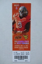 OKLAHOMA STATE COWBOYS VS WEST VIRGINIA MOUNTAINEERS 11/10/2012 FULL TICKET 