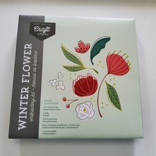 Craft Crush Winter Flower Embroidery Kit, 7" Hoop, Needles, Thread, Canvas