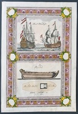 stampa antica Coronelli Navi Olandesi 1690 acquaforte atlante veneto marina