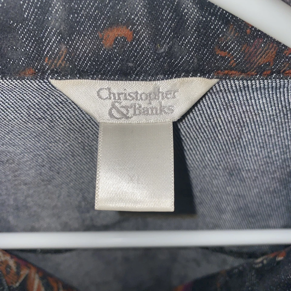 Christopher And Banks VEST Floral Black Burgundy Plum Tapestry  - Size XL - Image 2 of 4