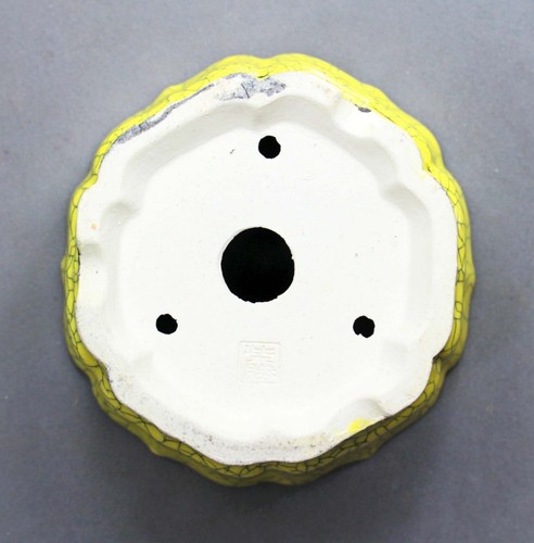 Tokoname Flower-shape Bonsai Pot by Shibakatsu, #D-38YK : 140*135*H91mm - Picture 6 of 7