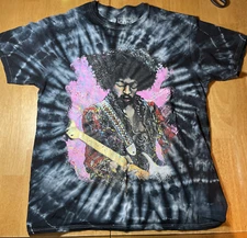 Jimi Hendrix Tie Dye Official Stephen Fishwick Icons Unisex Gray T Shirt Medium