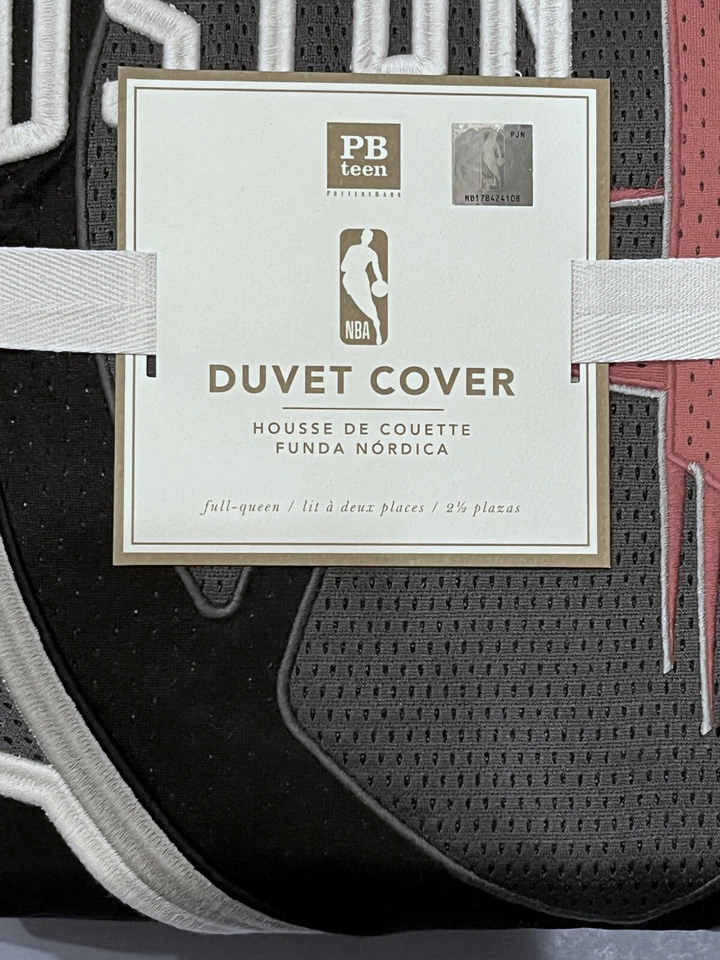 NUEVO 2 PIEZAS Pottery Barn Adolescente NBA Parche FULL QUEEN Edredón + Falso HOUSTON ROCKETS Foto 3 de 4