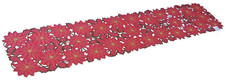 Tabletops Embroidered Red Christmas Poinsettia Table Runner