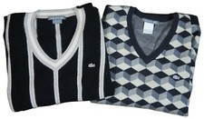 2 Lacoste Mens 100 Alpaca  100 Wool Geometric Long Sleeve V Neck Sweaters 5