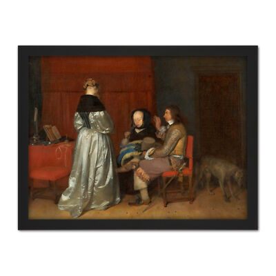 Ter Borch Gallant Conversation Paternal Admonition Framed Wall Art Print 18X24