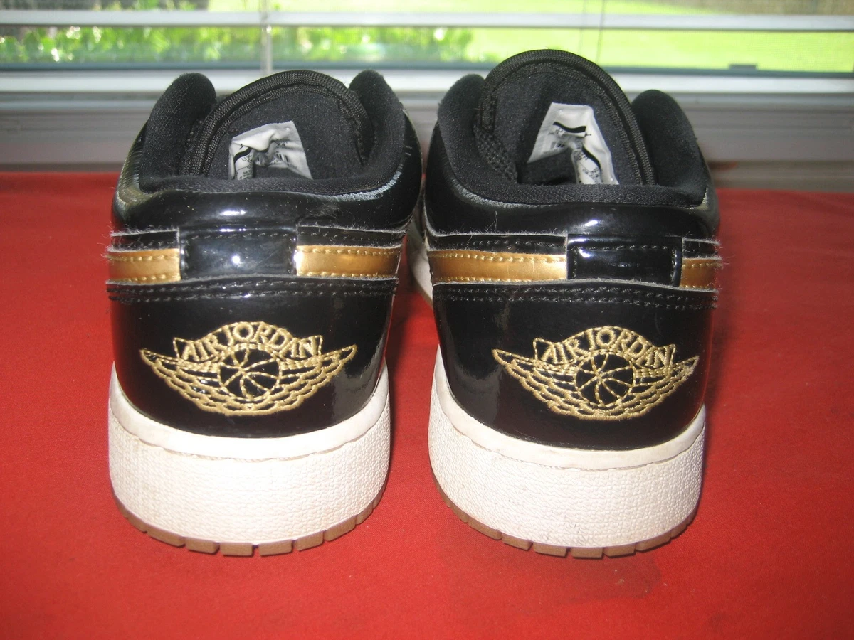 Nike Air Jordan 1 LOW 554723-032 Gold u0026amp; Black YOUTH sz 5.5Y EU 38 (  WOMENS 7.5 ) | eBay