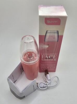 B Pure Ultrasonic Face Mister Glow Instant Dewy Skin Pink Rechargeable NEW