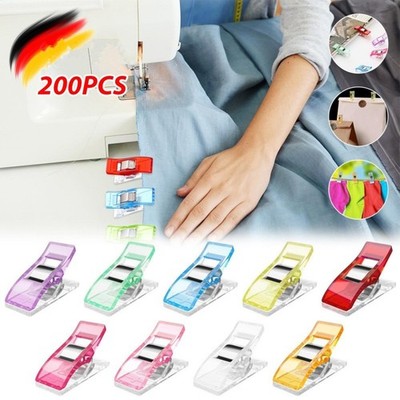200x Mini Nähklammern Klammern Wonderclips Stoffklammer Basteln Nähen bunt DIY
