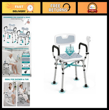 Adjustable Shower Chair for Elderly Disabled, 550 lbs Capacity, Removable Arms