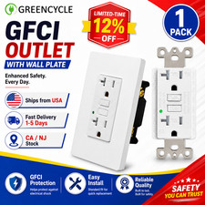 1x 15A/125V GFCI Outlet, Indoor or Outdoor Outlet for Household Bussiness,White