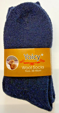 Navy Wool Socks Extra Thick Warm Winter Knitted Unisex Men 10-12 Women 9-11