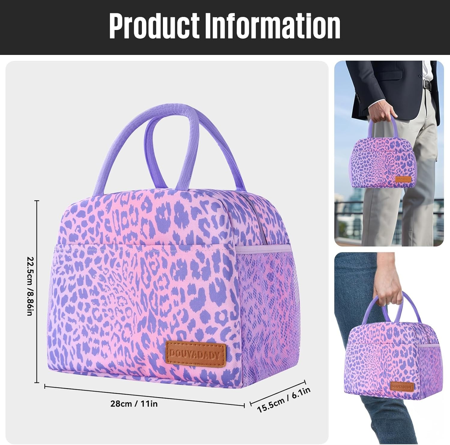 Lunch Bag Women/Men Box (purple leopard) Purple Leopard 