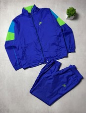 Vintage Nike Nylon Track Suit Jacket Pants Blue/Green Mens M Size Rare 90s