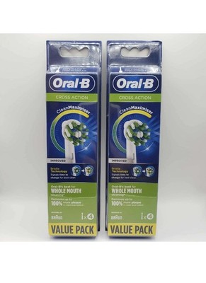 Oral-B CrossAction Clean Maximiser Replacement Toothbrush Heads 2 Packs Of 4