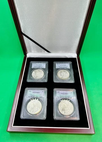Morgan Silver Dollar 4 pk PCGS MS64 McClaren Coll. II 1884 & 1885-O, 1886 & 1887