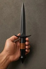 V-42 US Special Forces WWII Dagger Knife Double Edge Blade -Resin Leather Handle