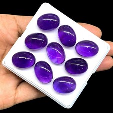 9 Pcs Natural Amethyst 18x13mm Oval Cabochon Rich Purple Loose Gemstones Lot