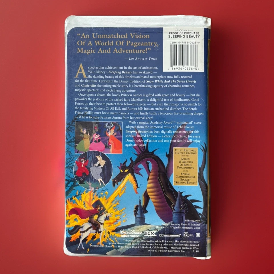 Walt Disney Sleeping Beauty Remastered Diamond Edition 1997 VHS 9511 - Image 2 of 4