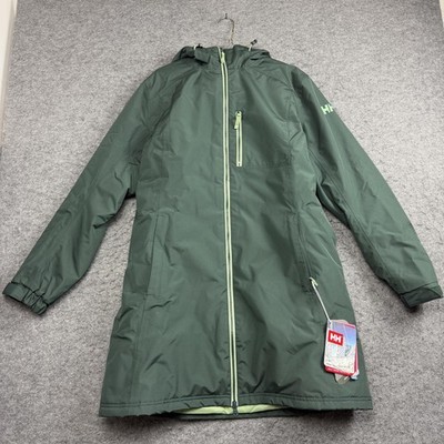 Helly Hansen W Long Belfast Winter Jacket Parka Womens XL Darkest Spruce Green