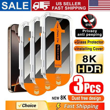3 Pack for iPhone 17 16 15 14 13 Pro Max Privacy Tempered Glass Screen Protector