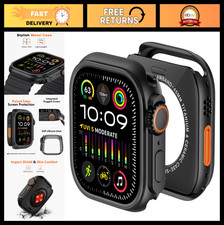 3-in-1 Metal Case for Apple Watch Series 9/8/7 45mm, Rugged Bumper Back Cover,