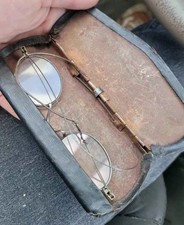 Antique Vtg Repaired Wire Rim Eyeglasses with Hard Case  Detriot , Minn