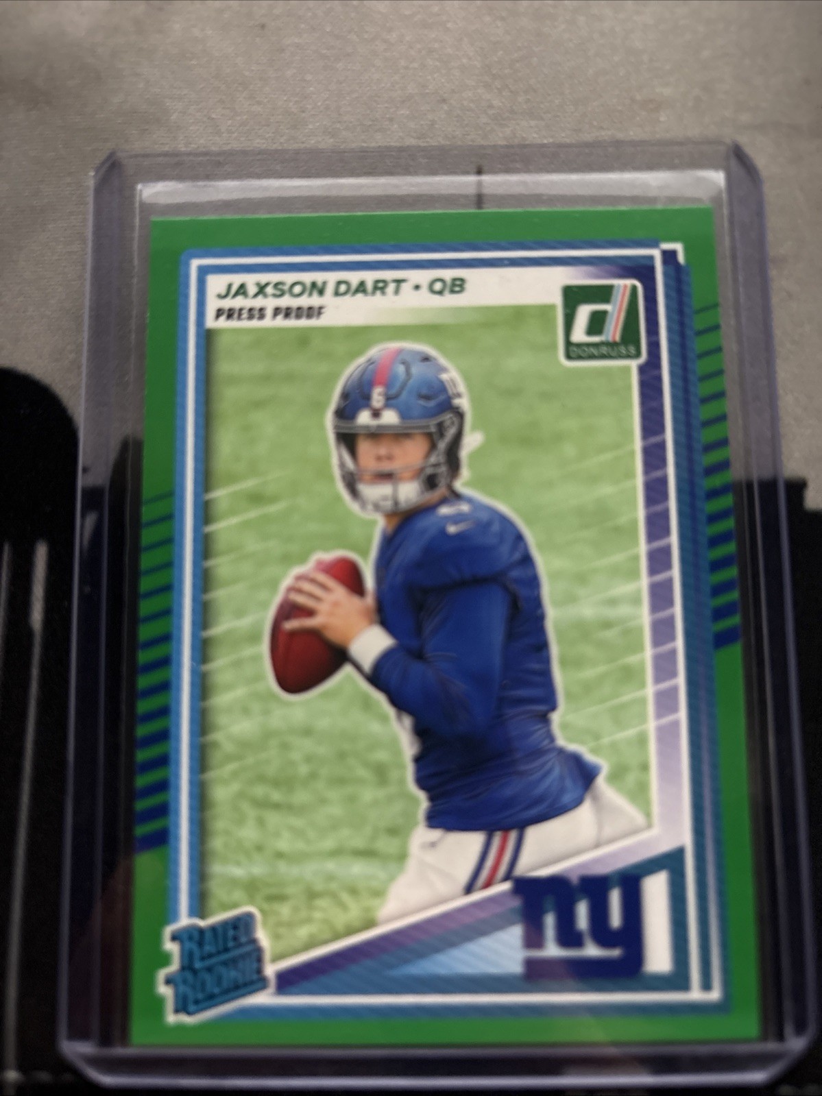 2025 Panini Donruss - Rated Rookie Jaxson Dart #400 Press Proof Green (RC)