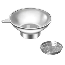 Canning Funnel with Strainer - Wide Mouth Stainless Steel Kitchen Funnel for ...