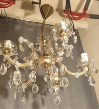 Beautiful Original Vintage Marie Therese Full Crystal 5 Arm Bulb Chandelier