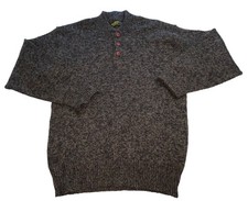 VTG OshKosh B'Gosh Sweater Men's MEDIUM Wool Blend Henley Marled Brown USA Made