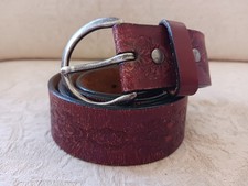 Vintage Levis Brown Tooled Leather Western Style Belt Size 36/90 cm Worn Soft