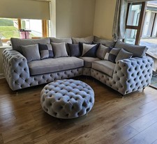 New |  Ashton corner sofa | Left & Right Hand | Extra pillows | Round Pouffe