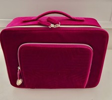 Estee Lauder 2023 Holiday Train Case/Make Up Bag Faux Red Velvet