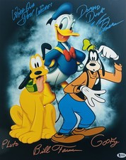Tony Anselmo Bill Farmer signed 16x20 metallic photo Donald Duck Pluto Goofy BAS