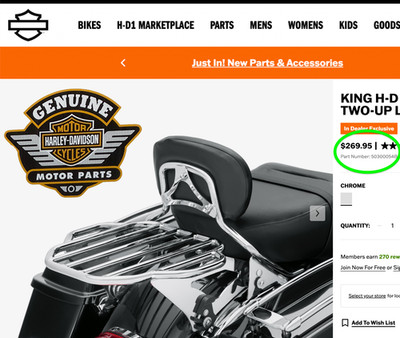 OEM 09-26 Harley Touring King Detachable Two Up Luggage Rack 47943