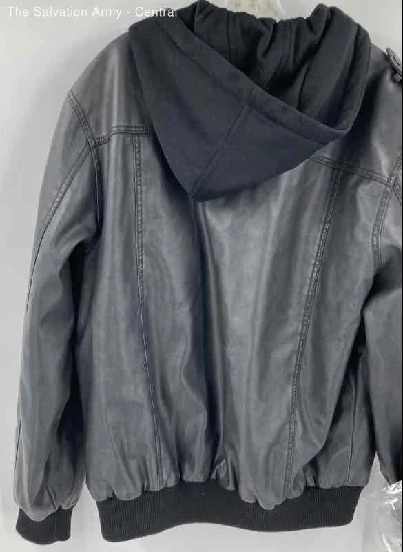 Jeans By Buffalo Mens Black Gray Long Sleeve Hooded Full Zip Jacket Size Large - Image 3 of 4