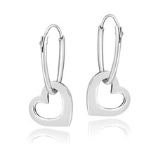 Heart Hoop Dangle Earrings 925 Sterling Silver Jewelry for Women3